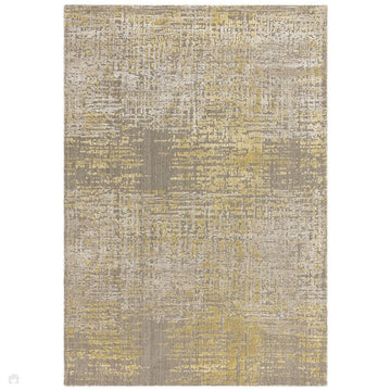 Torino Modern Abstract Distressed Shimmer Tonal Textured Hi-Low Soft Wool Loop & Viscose Flatweave Beige/Gold/Yellow/Taupe Grey Rug-Asiatic Carpets-Rug Love - The Most Loved Rug Store